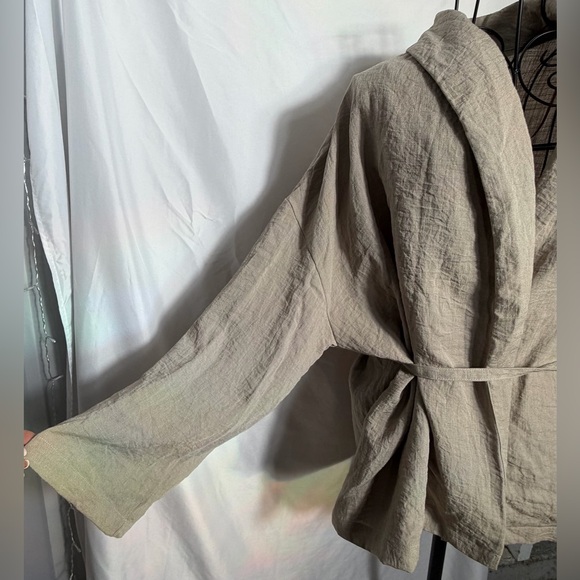 Zara Belted Textured Women's Long Sleeve Kimono Jacket In Beige/Tan Size M/L NWT - Picture 16 of 16